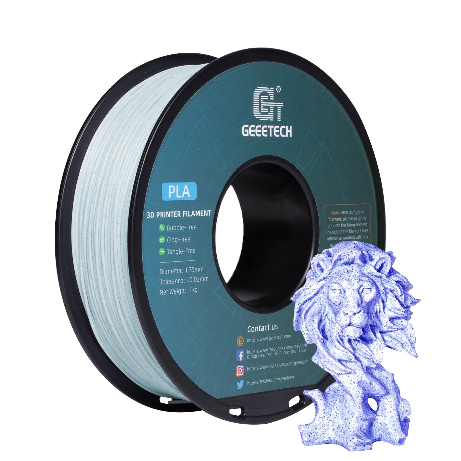 Geetech Like Marble PLA Plastic 3D Printer Filament 1 kg 1.75 mm, without glazing, 3D Printing Wire Material Vacuum Packaging