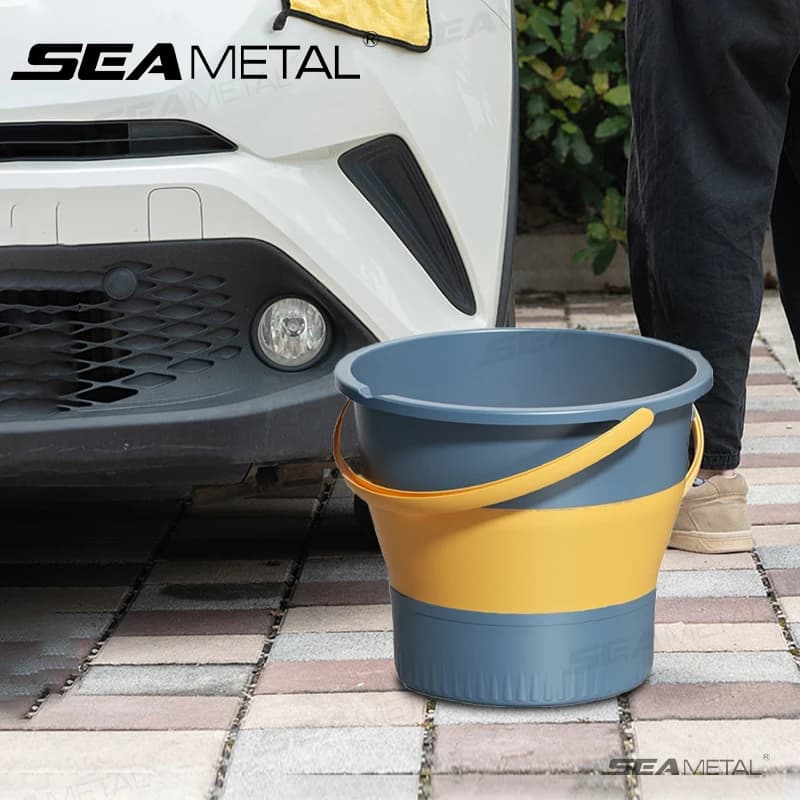 SEAMETAL 5L/10L Foldable Bucket for Car Washing Thickened Plastic Durable Water Bucket Outdoor Portable Fishing Camping Bucket