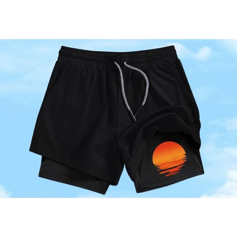 Pantaloncini da Jogging Comodi da Uomo, Shorts Casual da Spiaggia Estivi 2-in-1 e da Allenamento, Stile Harajuku con Tasca Elastica per Telefono, Abbigliamento Casual
