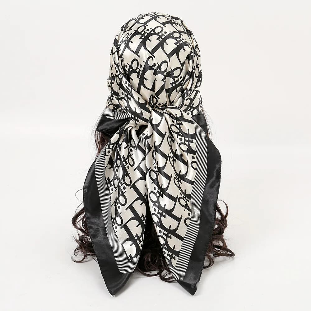 1 Pezzo Sciarpa in Seta da Donna 90cm, Vintage, Alla Moda, Versatile, Stampata, Fascia per Capelli Primaverile, Hijab, Protezione Solare, Foulard, Sciarpa Avvolgente