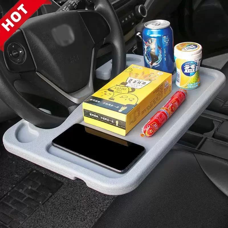 Portaoggetti per volante per auto, supporto per computer multifunzionale montato su auto, vassoio da pranzo, tavolino per interni auto