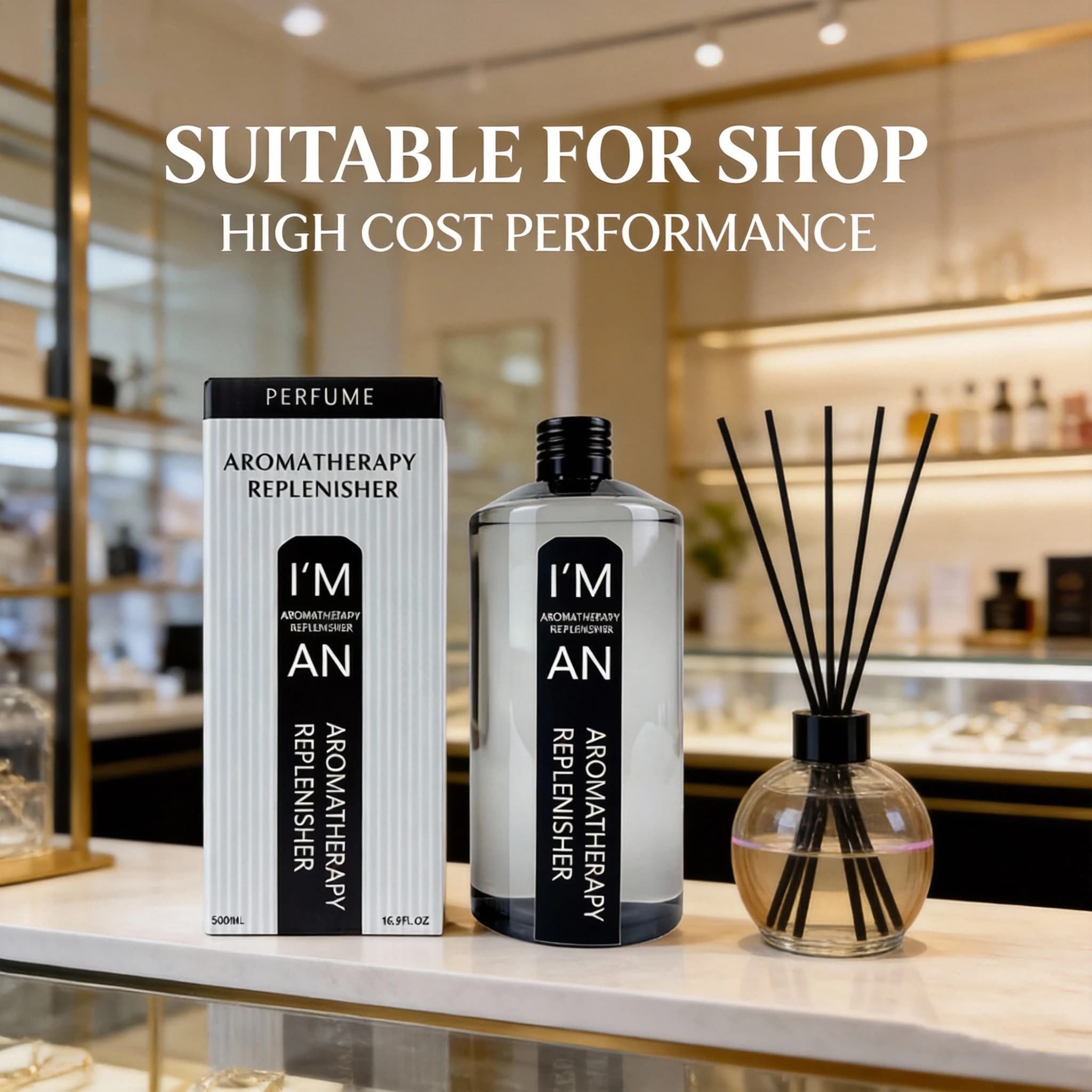Essential Oil 500ML Rechargeable for Aromatherapy at White Tea, No Flame, for Hotel Hilton Marriott, for Humidifier and Diffuser of Aromi