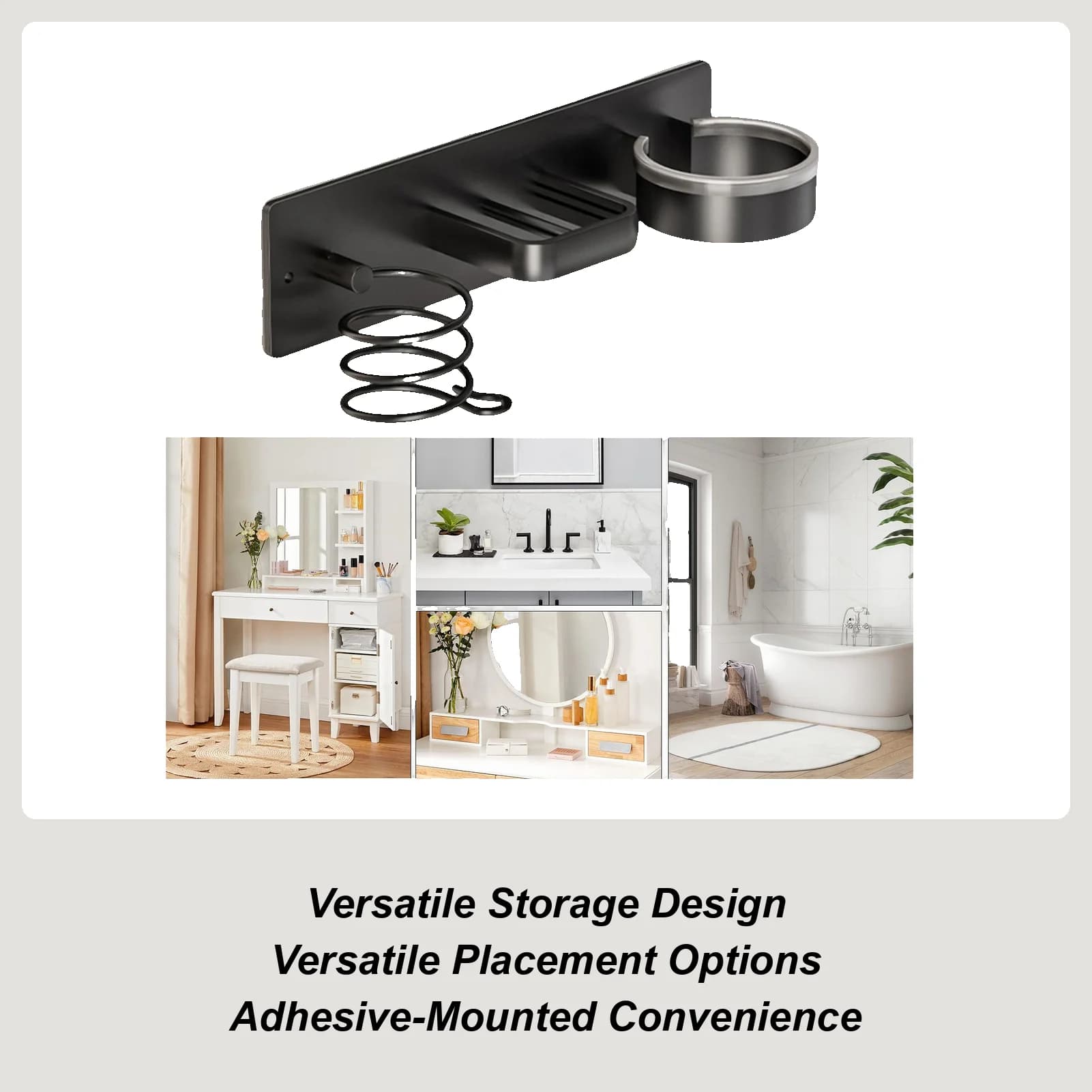 Asciugacapelli e supporto per ferro Organizzatore verticale per strumenti per capelli Appendiabiti Organizzatore per ferro arricciacapelli per bagno WC Casa Dormitorio universitario