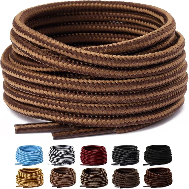 2 Paia di Lacci Rotondi Resistenti per Stivali, Lacci Durevoli a Strisce per Escursionismo, Stivali da Lavoro, Sport all'Aperto, Sneaker