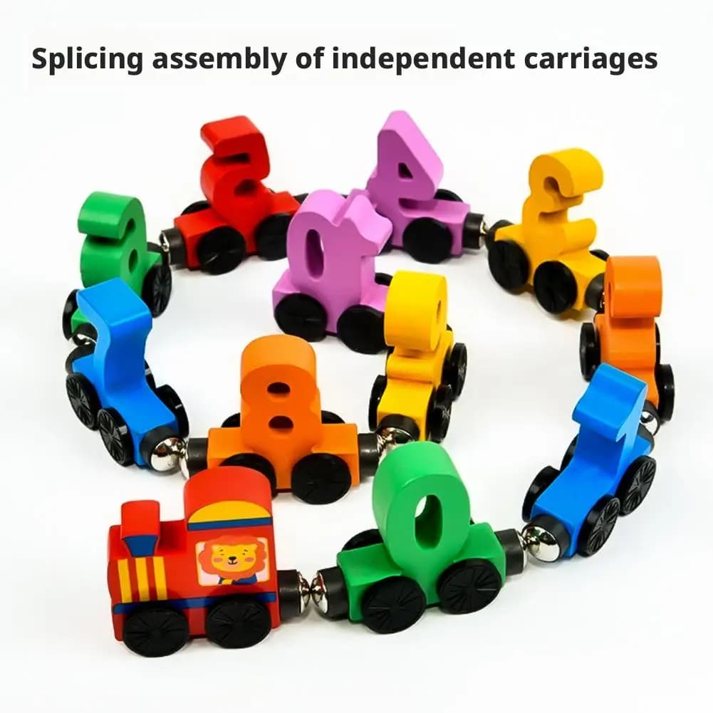 Set di treni Treno digitale magnetico Puzzle Treni con numeri in legno Attività di apprendimento Treno digitale educativo Giocattoli Regali per bambini