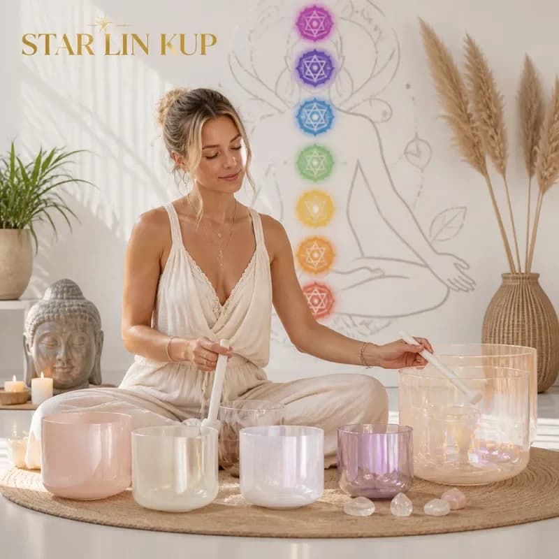 STAR LIN KUP Large Gradient Aurora Alchemy Crystal Singing Bowl Thickened High Quality Meditation Sound Healing Chakra Bowl