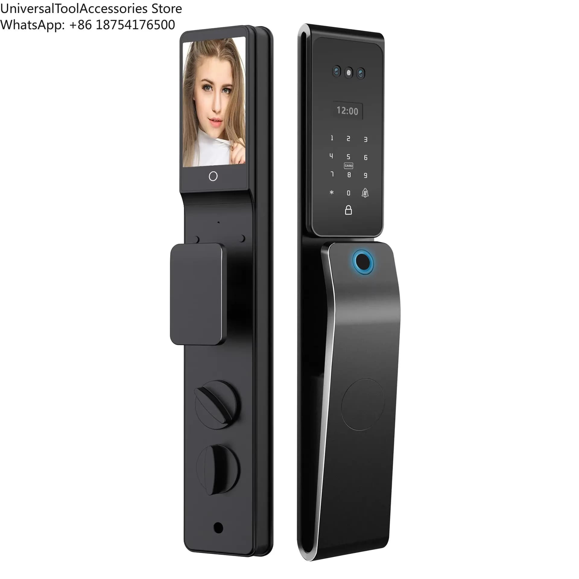 Serratura Digitale per Porta con Riconoscimento Facciale e Impronte Digitali, Impermeabile, con App, Wifi, Telecamera, Senza Chiave, con Scheda e Video