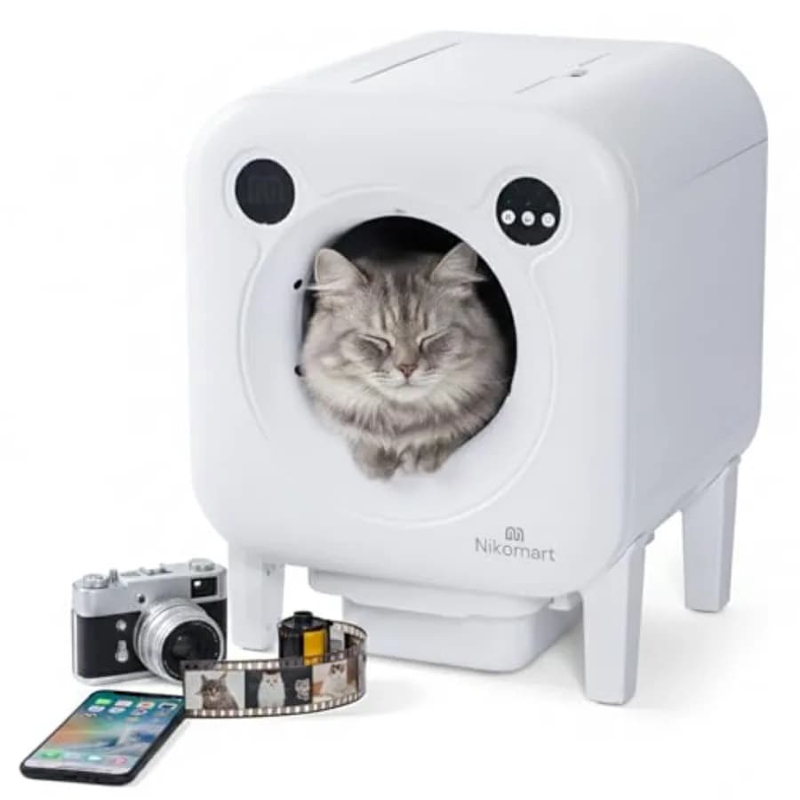 Lettiera Automatica 75L Extra Large per Gatti Multipli - Autopulente con Telecamera, Sistema di Scarico Intelligente e Sensore di Sicurezza