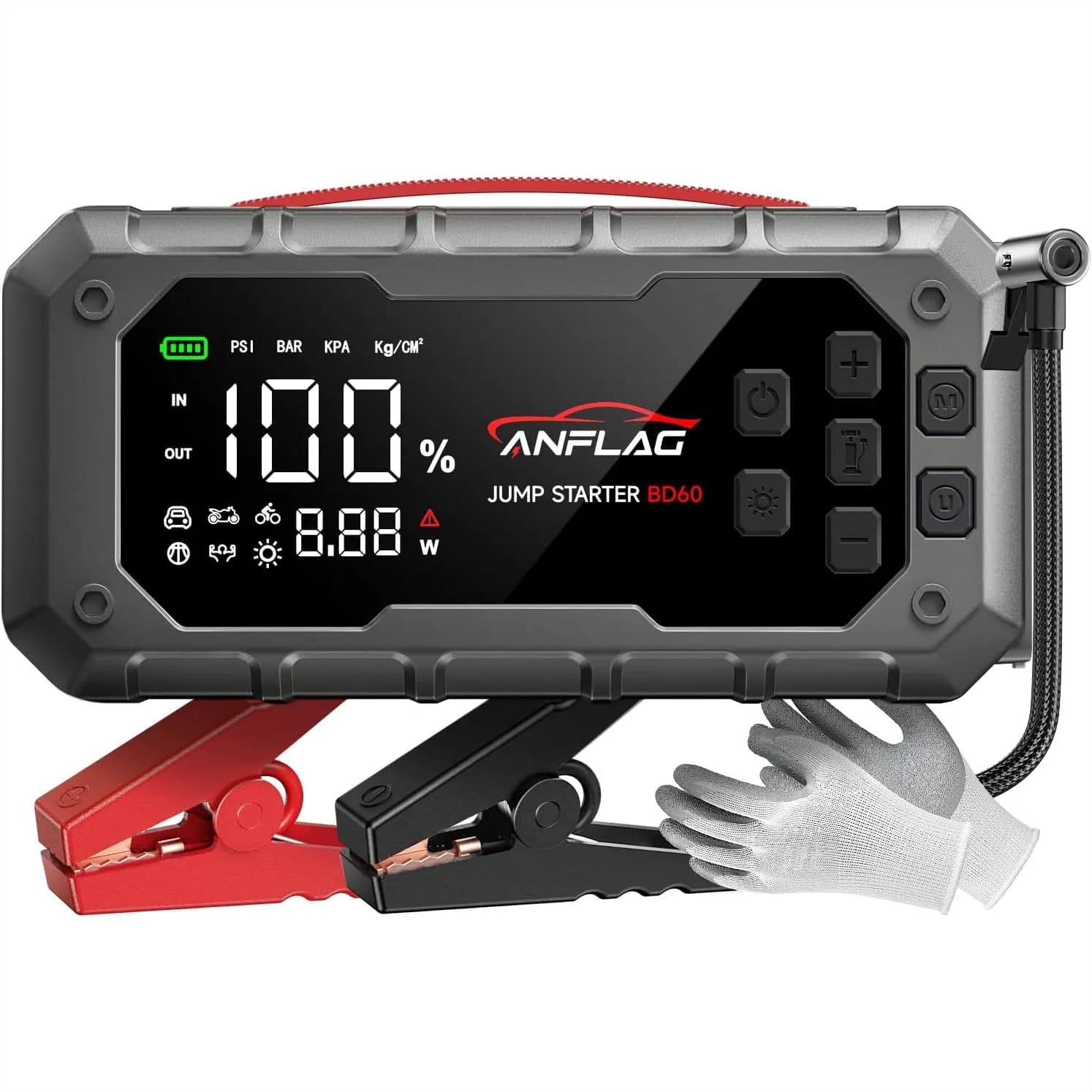 Avviatore d'Emergenza per Auto 8000A con Compressore d'Aria 160PSI, Box di Avviamento Portatile 10-in-1 per Tutti i Motori a Benzina/Diesel 14L, Ricarica Rapida PD65W, 160W
