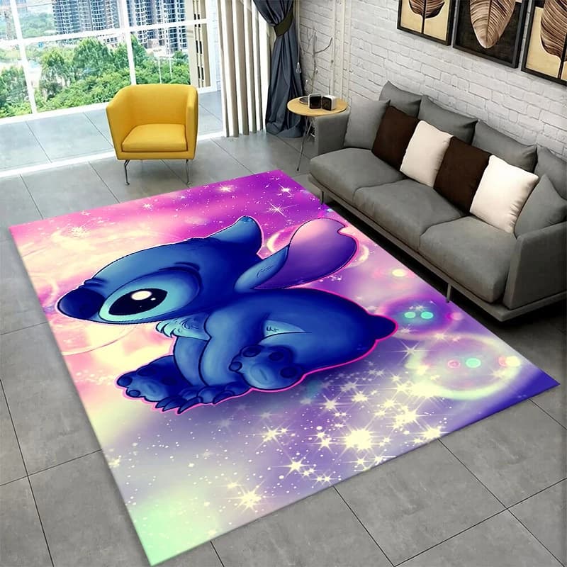 Cute S-Stitch Cartoon Non-Slip Area Rug for Living Room,Bedroom,Playroom,Soft Carpet Floor Mat Home Decor Rug Kids Room Gift