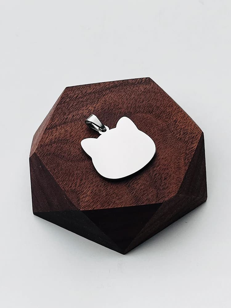 1 pz Ciondolo Personalizzato a Forma di Gatto in Acciaio Inossidabile, Collana con Targhetta Incisa al Laser (Logo/Nome/Testo), Portachiavi Charm, Regalo