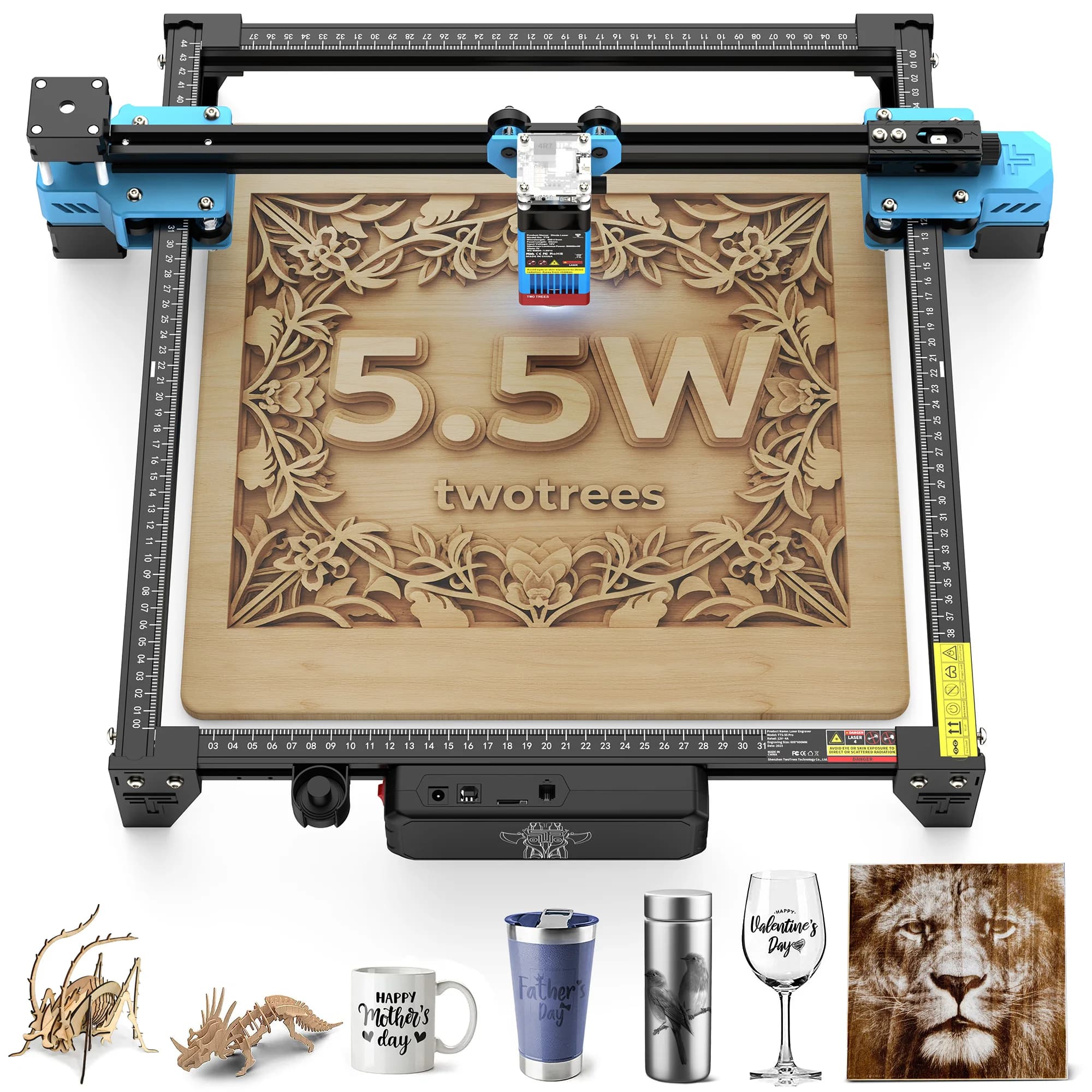 Laser TwoTrees TTS-55 Pro Engraving Machine with Offline Control, 5/10W Laser Cutting Machine, 445±5nm Blue Light, CNC Machine