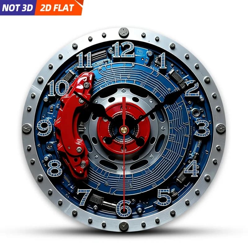 2D Piatto. 1 pezzo. Orologio da parete a tema macchinari industriali, orologio decorativo silenzioso, orologio da parete creativo, adatto per decorare la camera da letto