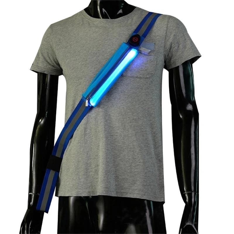 T3LB High Visibility LED Reflective Belt Sash Rechargeable LED Light Up Running Belt Night Running Safety Gear for Men Women