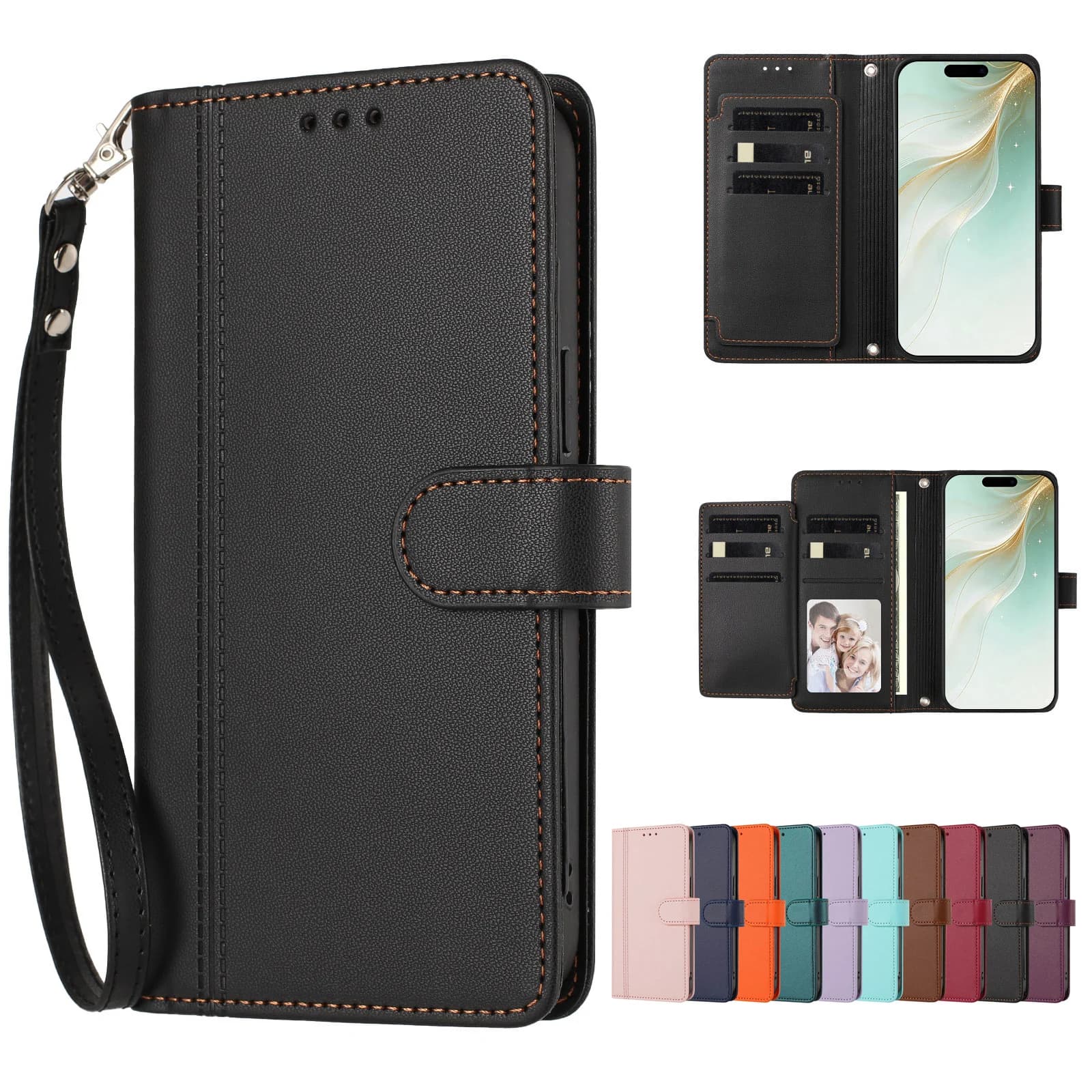 Custodia a Portafoglio in Pelle per XiaoMi Poco X8 X7 Pro X6 X5 X4 X3 NEO NFC GT 5G con 9 Slot per Carte e Cinturino da Polso