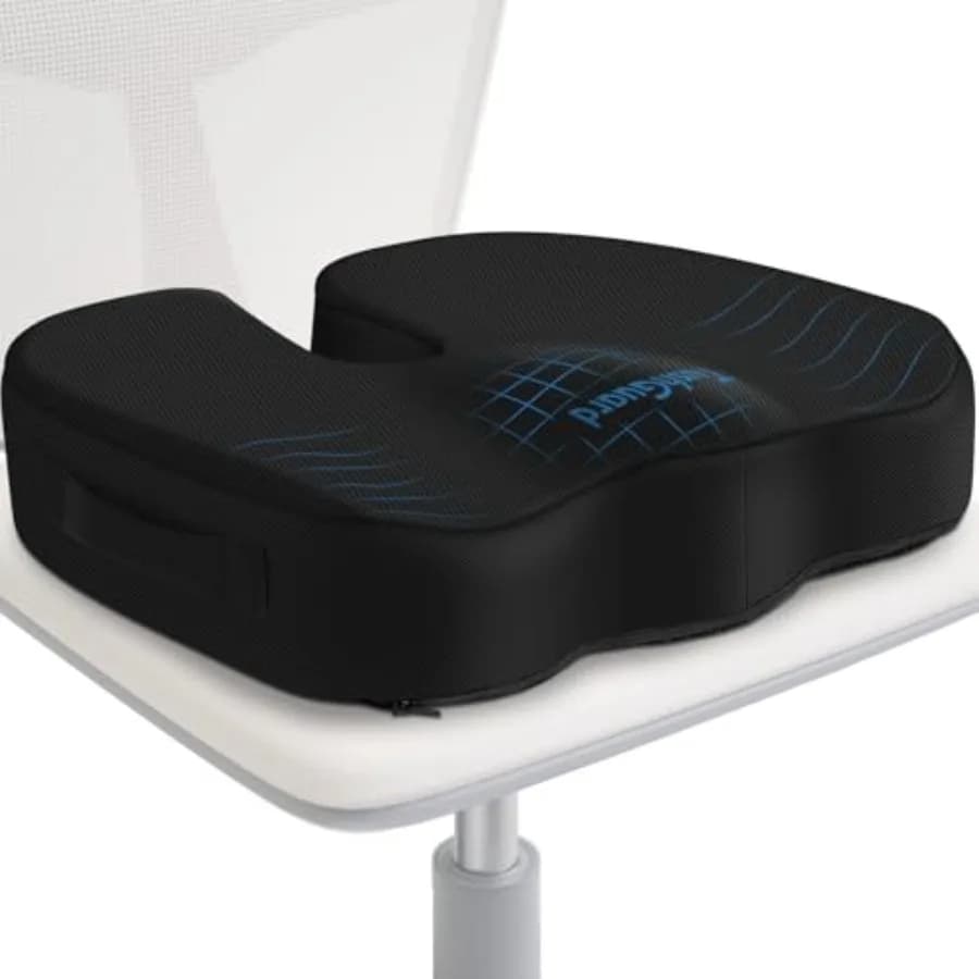 Cuscino per Sedia da Ufficio in Memory Foam Antiscivolo, per Schiena, Coccige, Sciatica, Sollievo dal Dolore al Coccige, Cuscino per Seduta