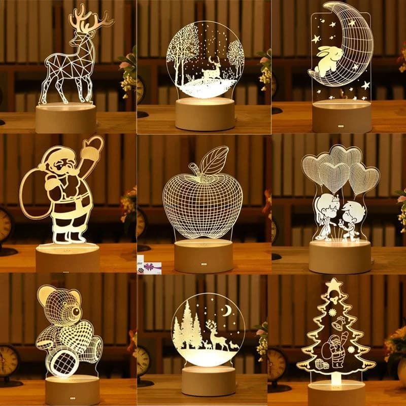 Regali di Natale di compleanno Alimentazione USB LED Lampada da notte a LED in acrilico 3D Lucine per la camera da letto Casa Festa di nozze Decorazione Ramadan