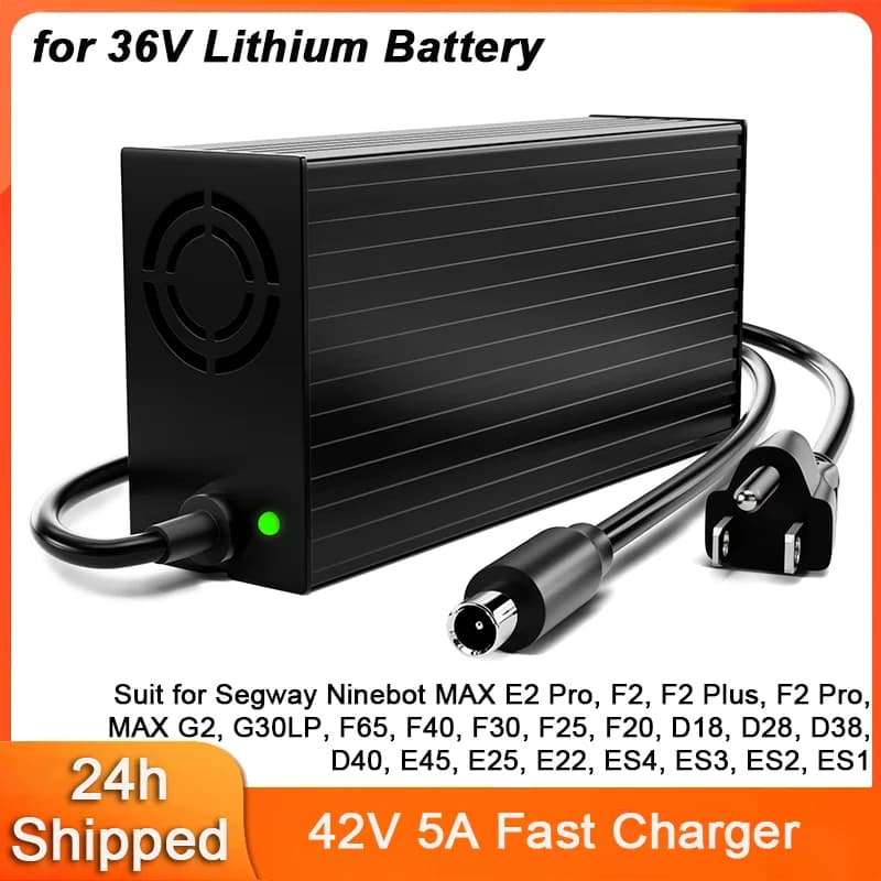 Caricabatterie rapido 42V 5A per batteria al litio 36V per Segway Ninebot MAX G2 G65 G30 G30P G30LP E2 Pro F2 F2 Plus F2 Pro Adattatore di alimentazione