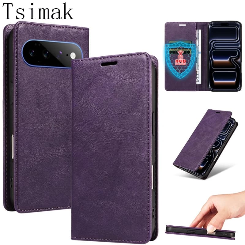 Magnetic Flip Leather Case For Google Pixel 11 10 9 Pro XL Vintage Attraction Wallet Card Coque For Pixel 9A 10A 11A Phone Cover