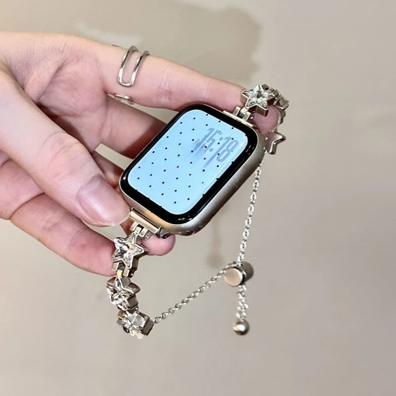Un cinturino per orologio in metallo con motivo a stella scintillante per la serie S10-1 Ultra SE, bracciale telescopico (orologio non incluso).