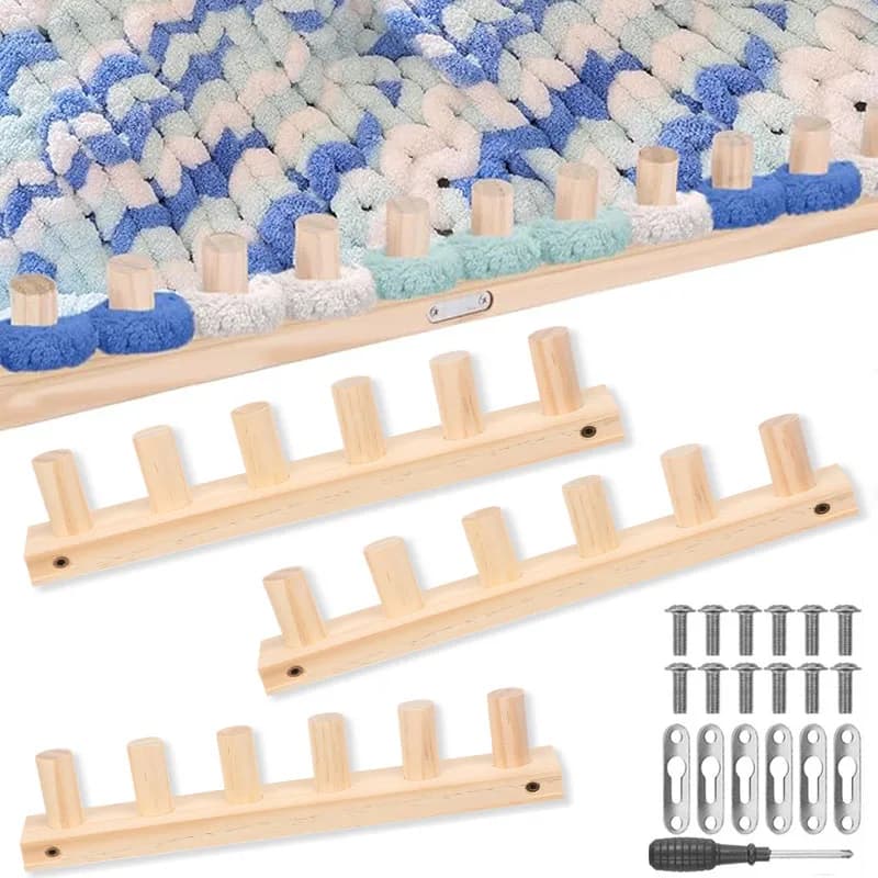 Wooden Loom Chunky Knitting Blanket Machine DIY Crafts Hand Knitting Tool Handmade Weaving Kit for Blanket Making Handicrafts