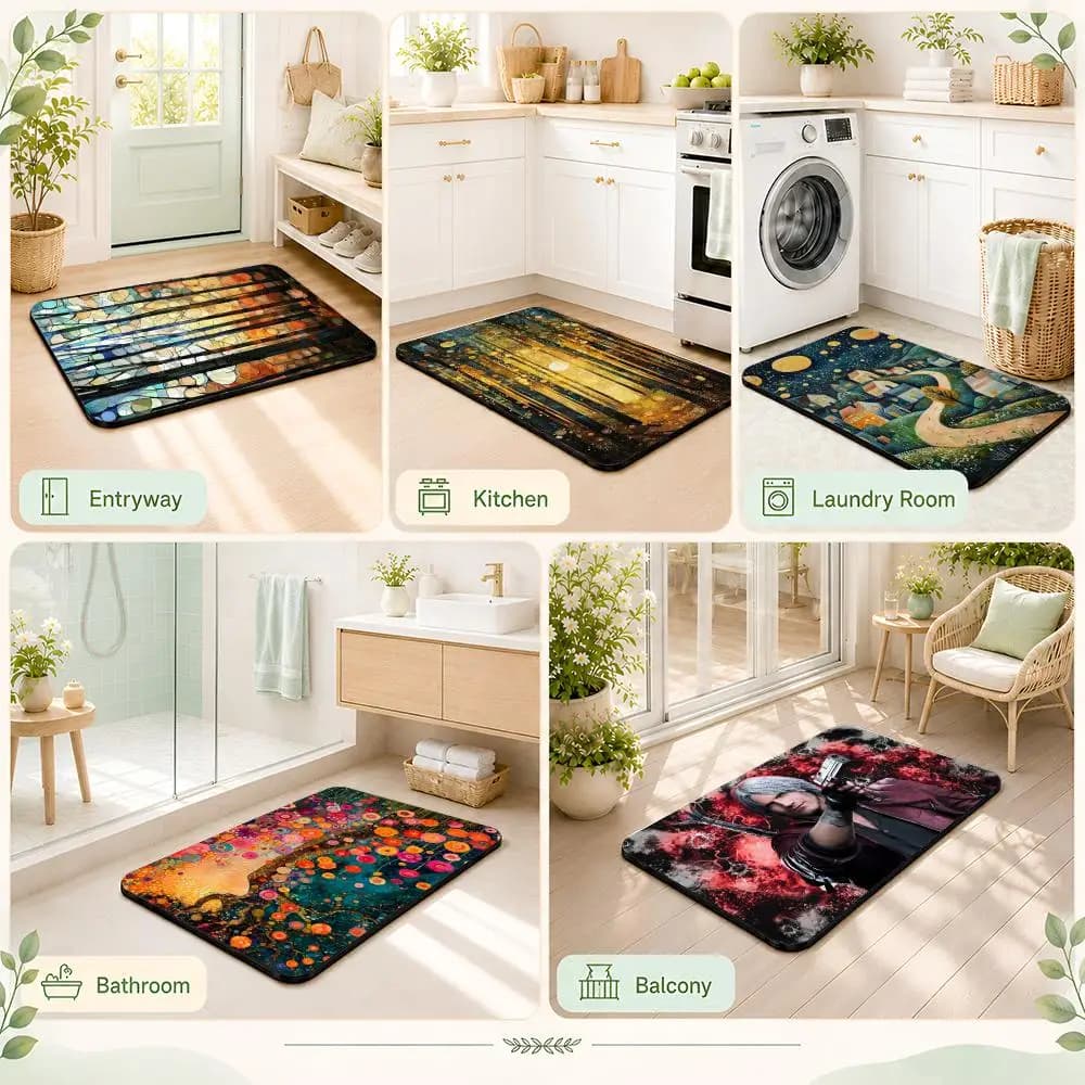 High Mountain Art Plakaty Druk Floor Mat Diatomite Quick Dry Mat Absorbent & Non Slip for Bathroom & Entryway