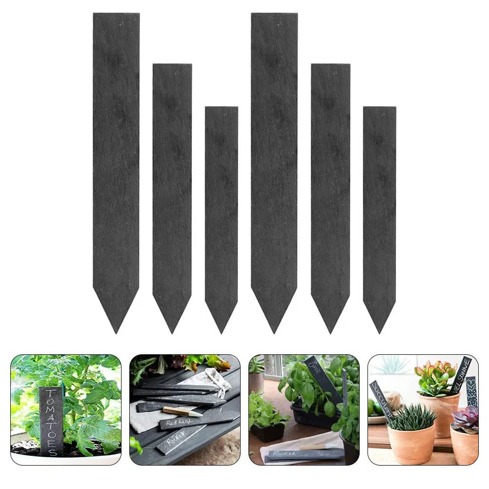 6 Labels of Ardesia Stone Reusable for Plants, Garden Markers for Plants Fat, Cactus, Flowers, Fruit Trees, Plants in Vase, Waterproof for Exterior