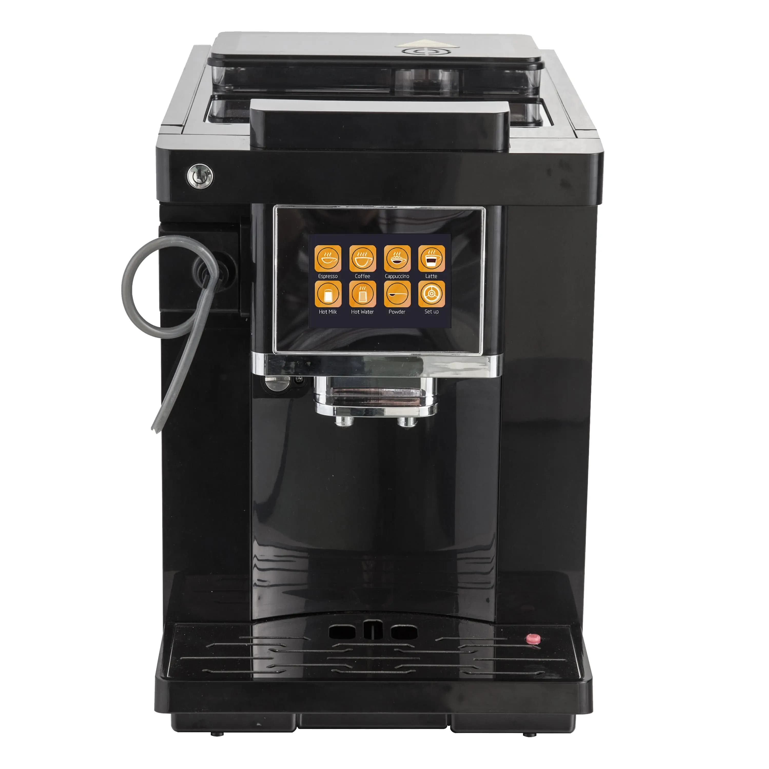 Macchina da Caffè Automatica One Touch per Cappuccino e Latte con 4 Lingue, Schermo da 3,5 Pollici, Espresso e Acqua Calda