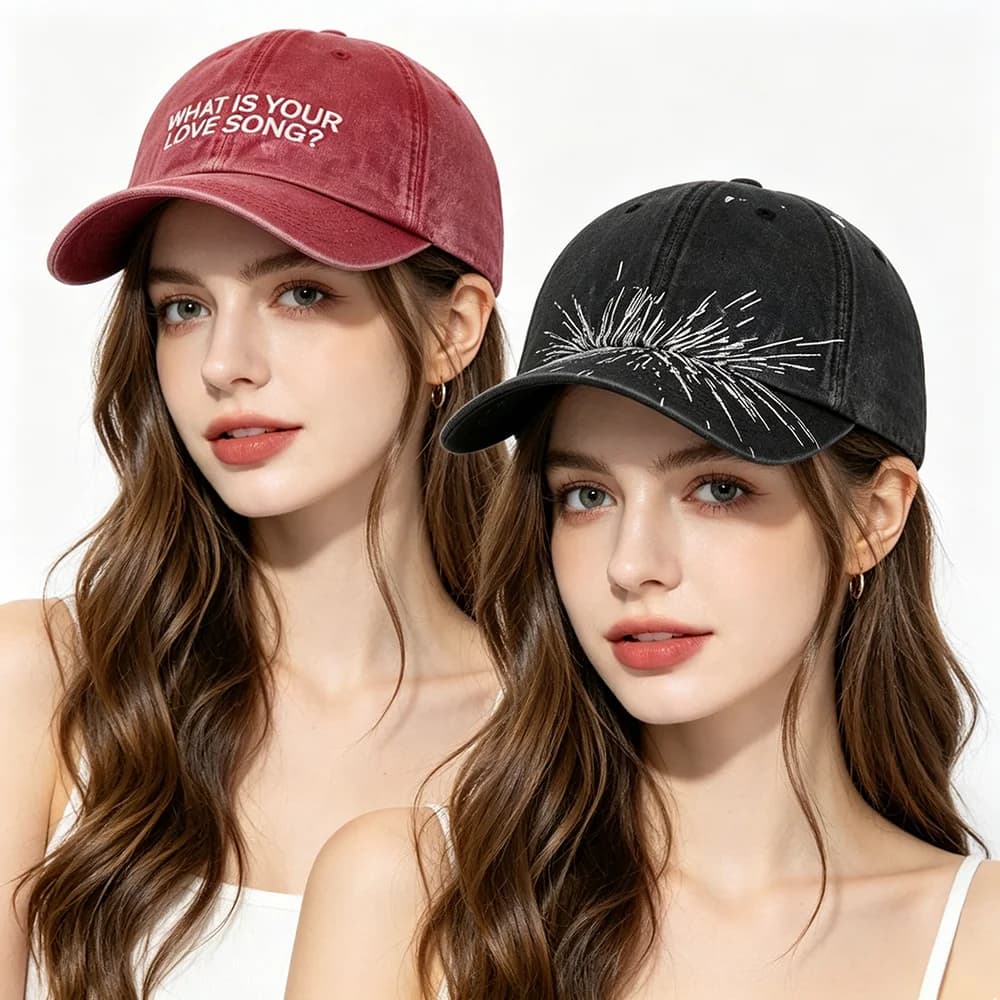 Hot-selling 2 Washed Cotton Baseball Cap With Printed Distressed Soft Top Denim Hat Vintage Hat Men Women Outdoor Baseball Cap