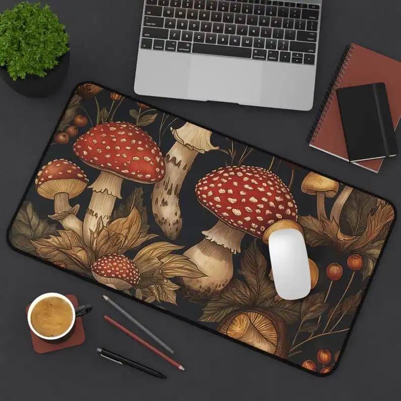 Decorazione del desktop della foresta dei funghi, bellissima decorazione naturale del desktop, regalo dell'insegnante, tappetino per mouse da gioco, regalo perfetto per gli amici.
