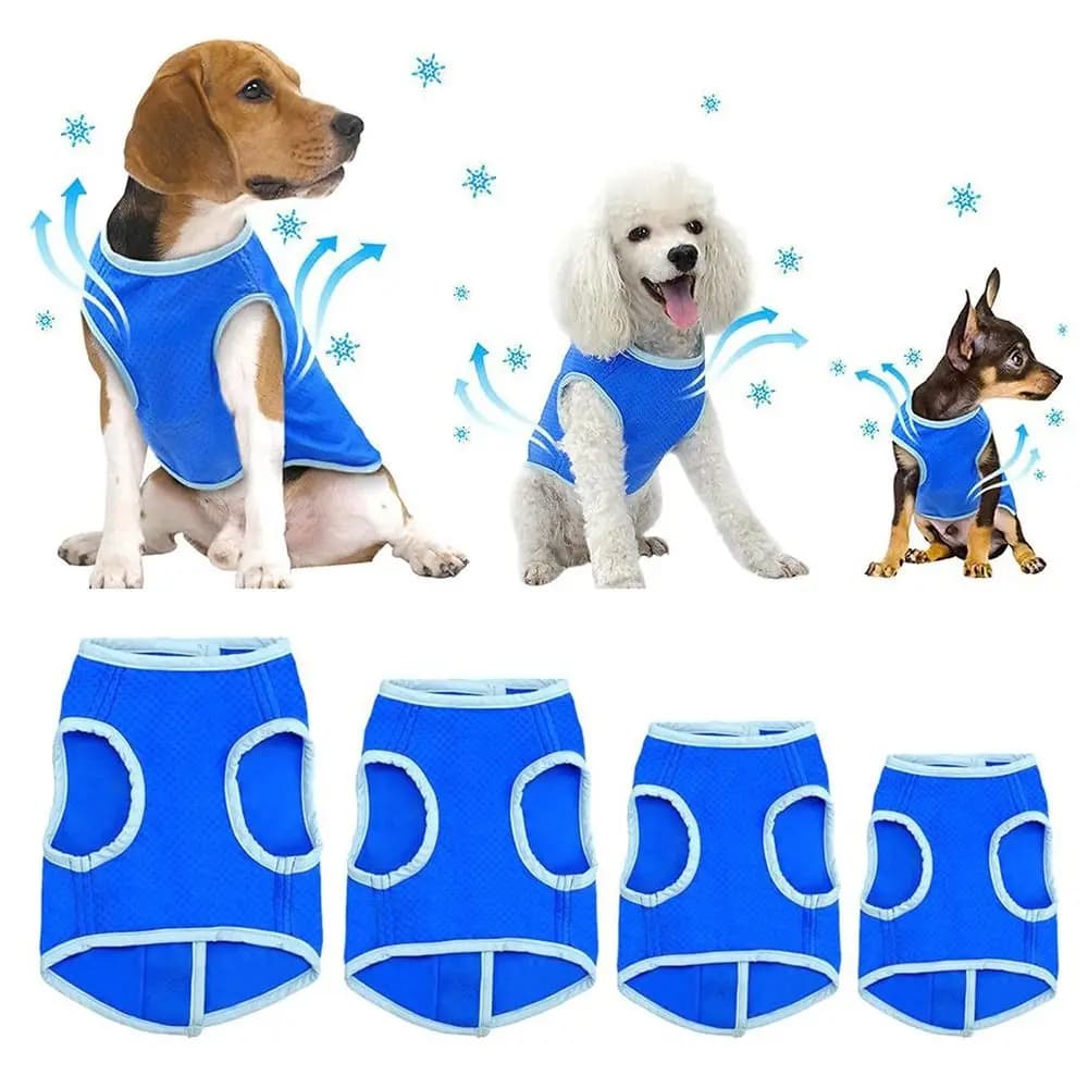 Gilet Rinfrescante Traspirante per Cani, Anti-calore, Riutilizzabile, Senza Maniche, in Rete, per Gatti e Cuccioli
