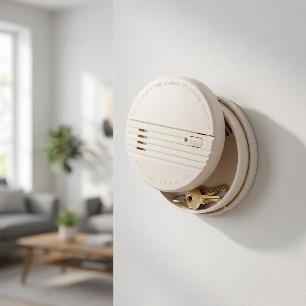 Modern Disguised Smoke Detector Storage Safe Decorative Container For Home Office Small Valuables Private Security Accessory