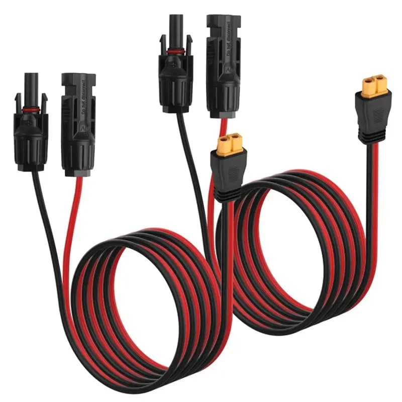 B63B-XT60 Female Solar To 12AWG Adapter Cable(2PCS) Connector For Portable Power Station, RV Off-Grid Camping Panel