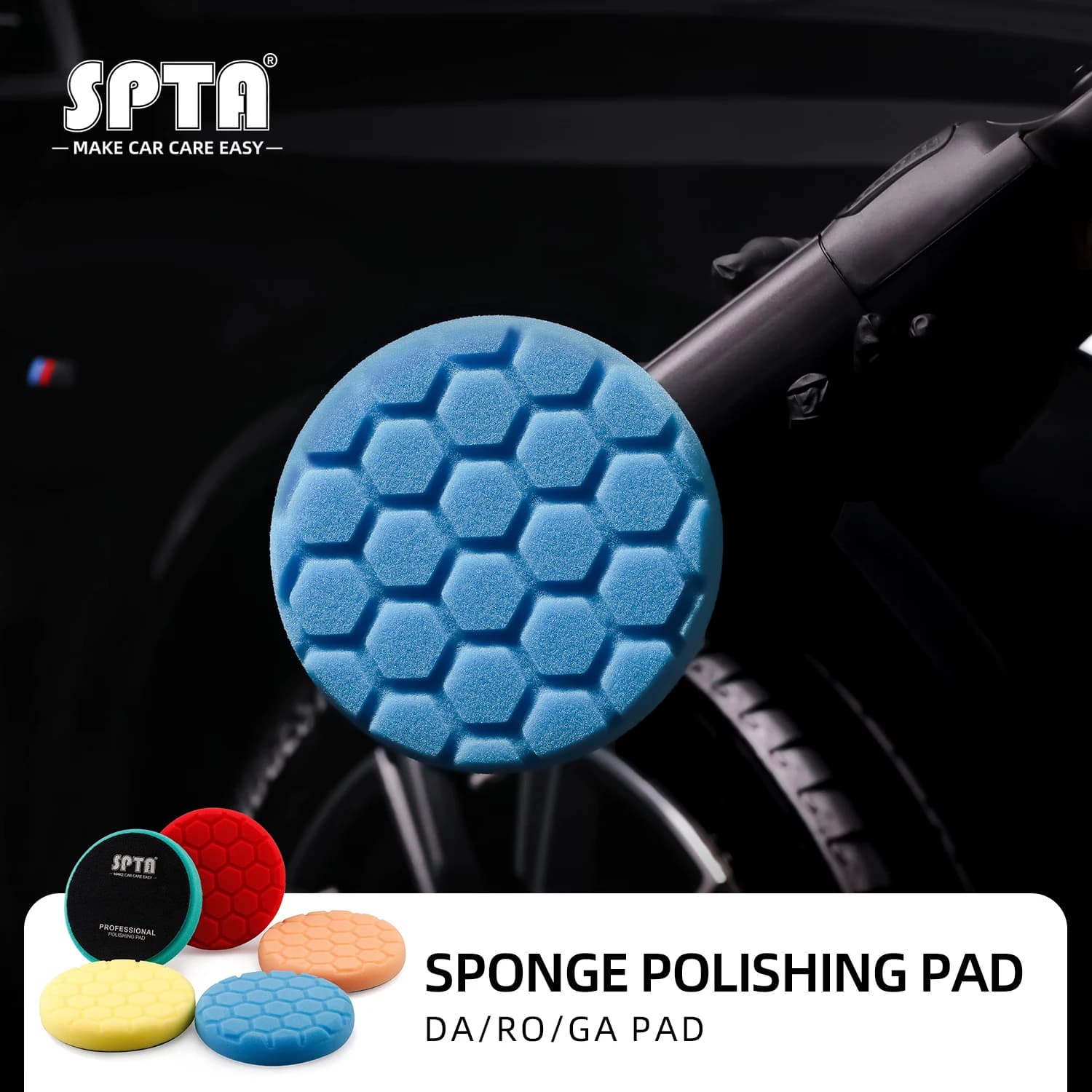 SPTA 1PC 3"(80mm)/5"(125mm)/6"(150mm)/7"(180mm) Spugne esagonali per lucidatura auto per lucidatrice rotativa DA GA