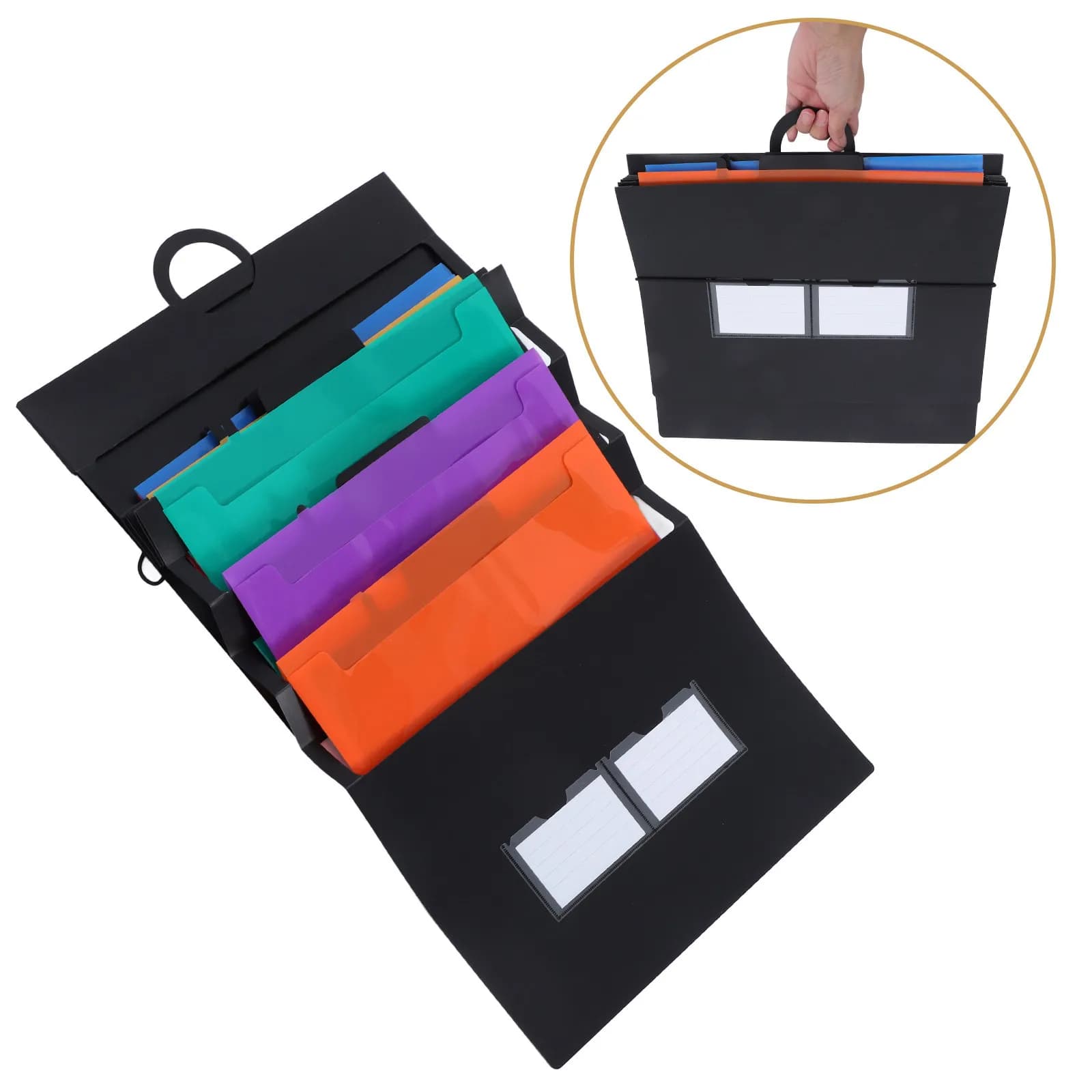 Organizzatore da Parete per Documenti, Cartella a Fisarmonica Arcobaleno con 6 Tasche, Portadocumenti Portatile per Ufficio, Grande Capacità in Plastica