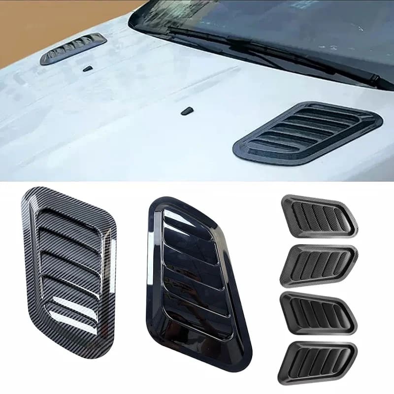 Universal Car Hood Scoop Carbon Fiber Air Intake Vent Cover 2PCS Styling Accessories Exterior Decoration for Easy Install