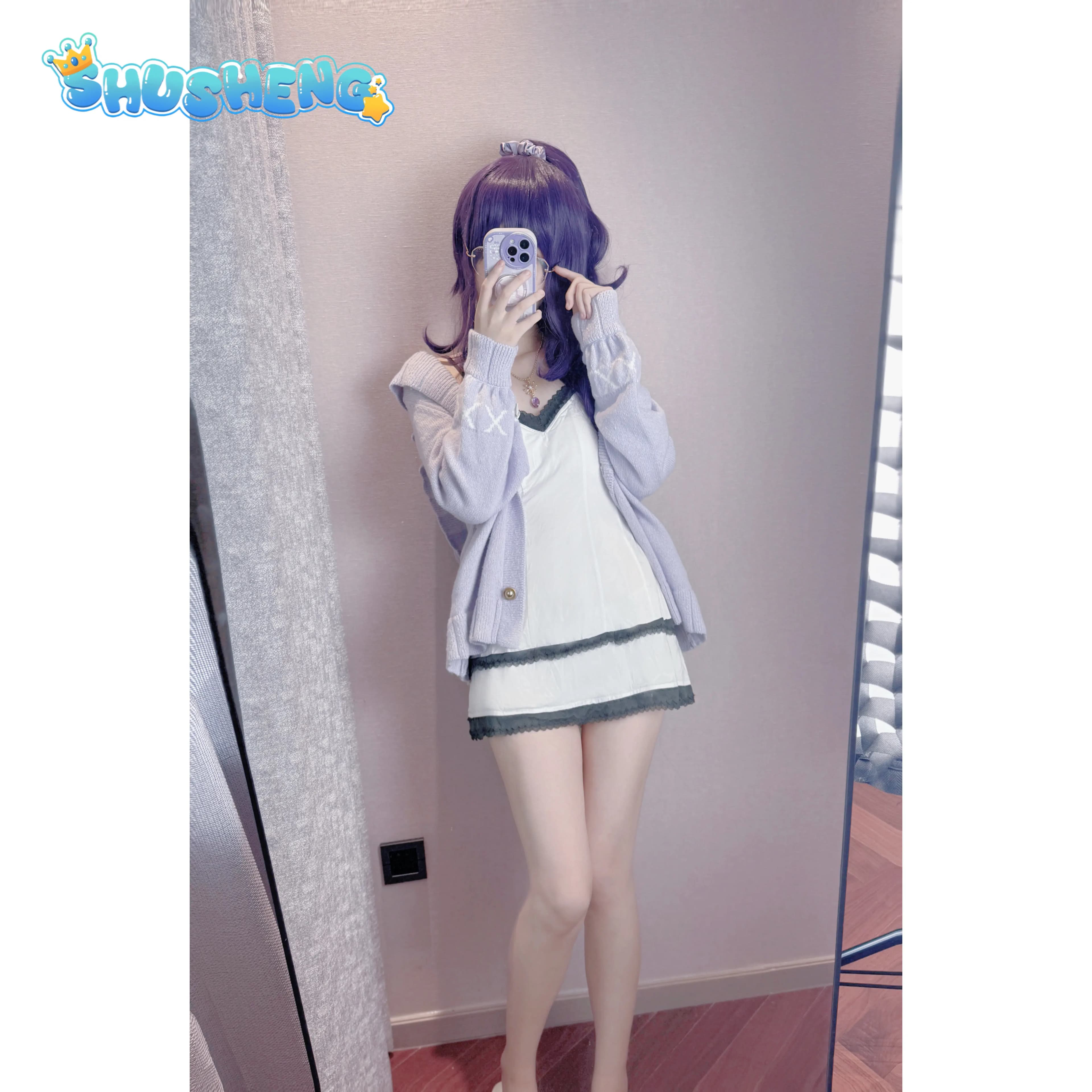 Anime Project Sekai Cosplay Asahina Mafuyu PJSK Costume Women Halloween Daily Pajamas Home Clothes Comfortable Cotton Dress