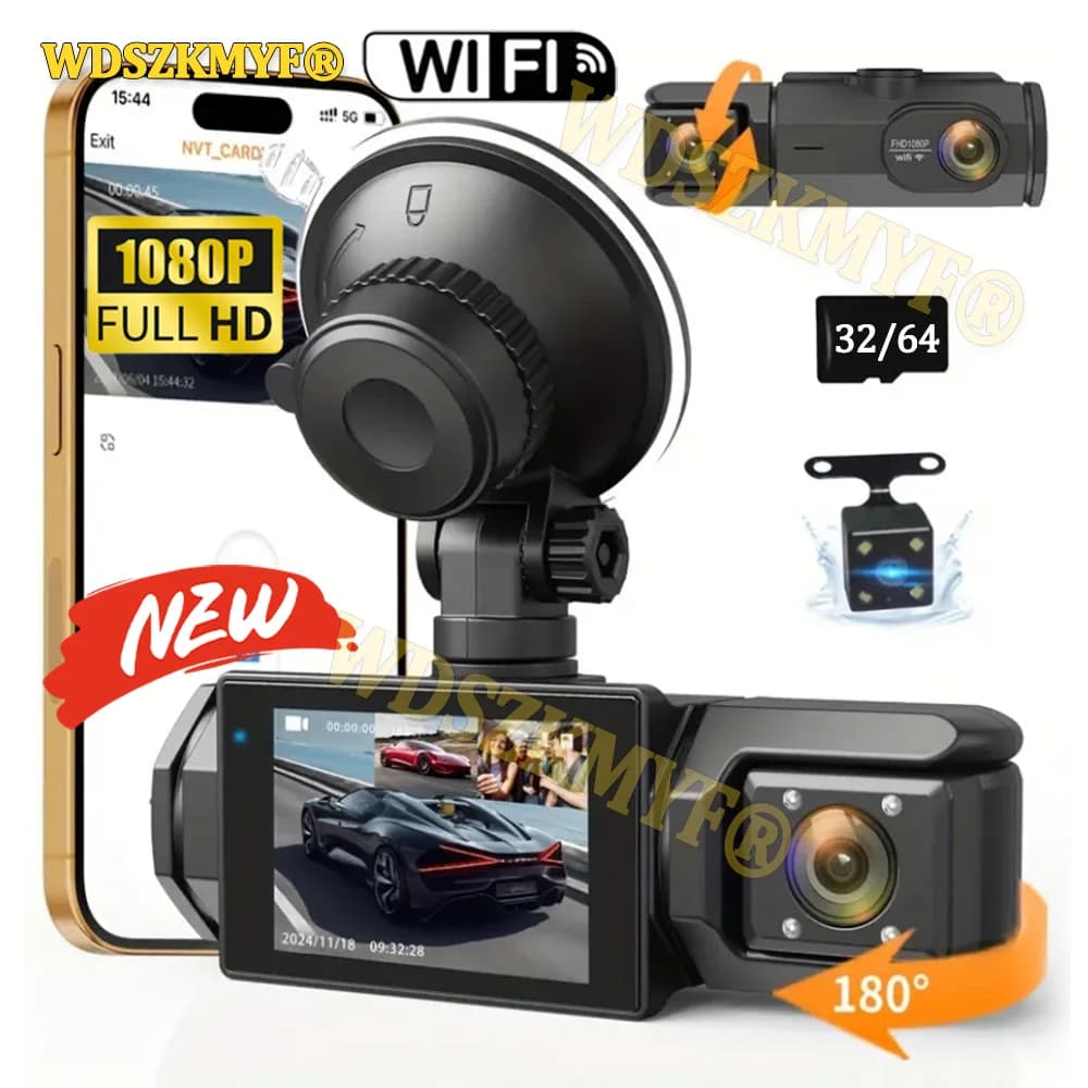 NEW WIFI Dash Cam for Car 2/3 Channels Front Camera Rear 1080P Video Recorder Dashcam Black Box DVR Optional Camera for Rear View