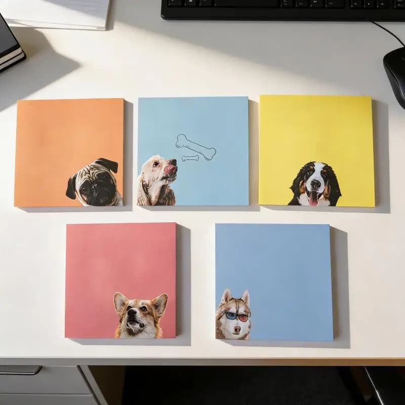 4 confezioni casuali di simpatici foglietti adesivi con cani – Blocchi per appunti con Corgi, Frenchie, Retriever, Poodle per studenti