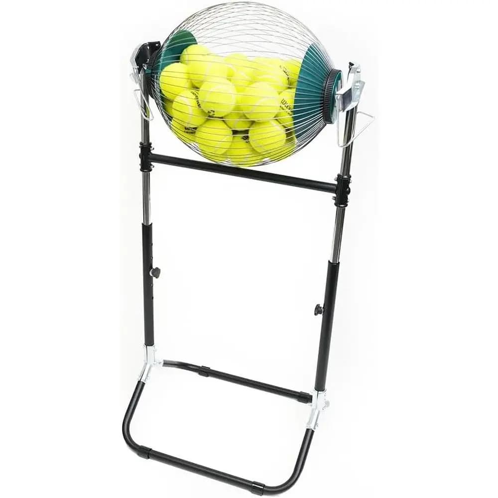 Raccoglitore di Palline Tutto-in-Uno con 5 Regolazioni di Altezza, Contiene 60 Palline da Tennis o 30 Pickleball