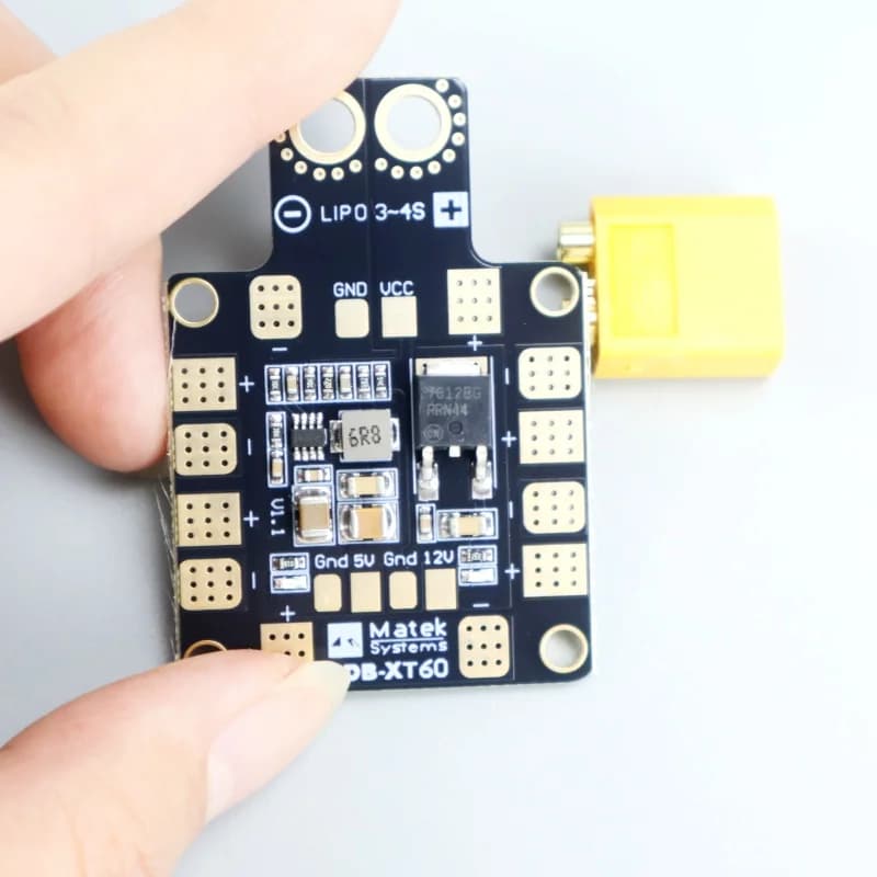 Matek Systems PDB XT60 with BEC 5V and 12V, 2 oz copper feed distribution board for RC, FPV helicopters, quadricopter, multi-copters and drones