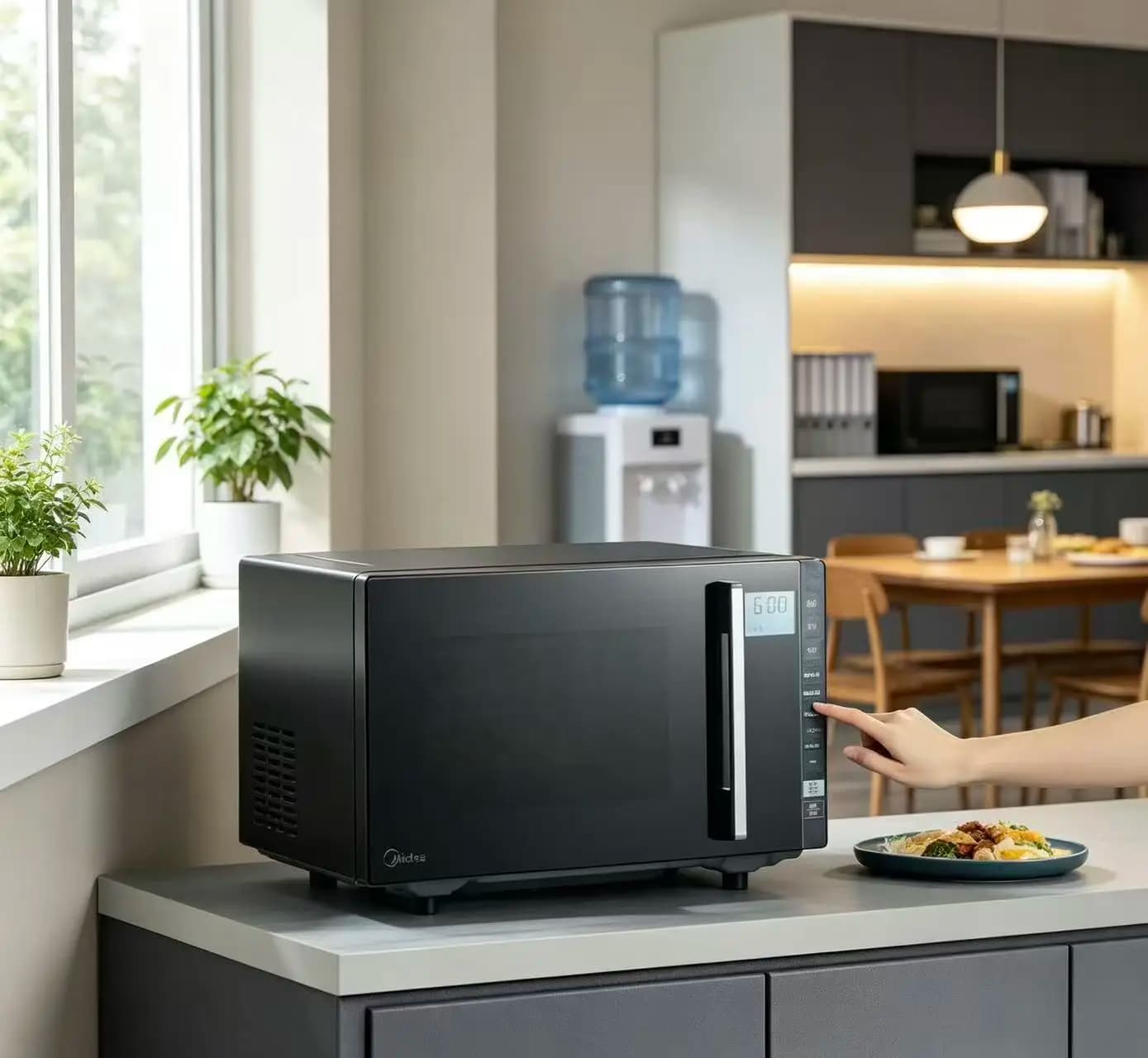 Midea 25L 900W Black Microwave Oven, Smart Humidity Sensor, Child Lock & Durable Stainless Steel