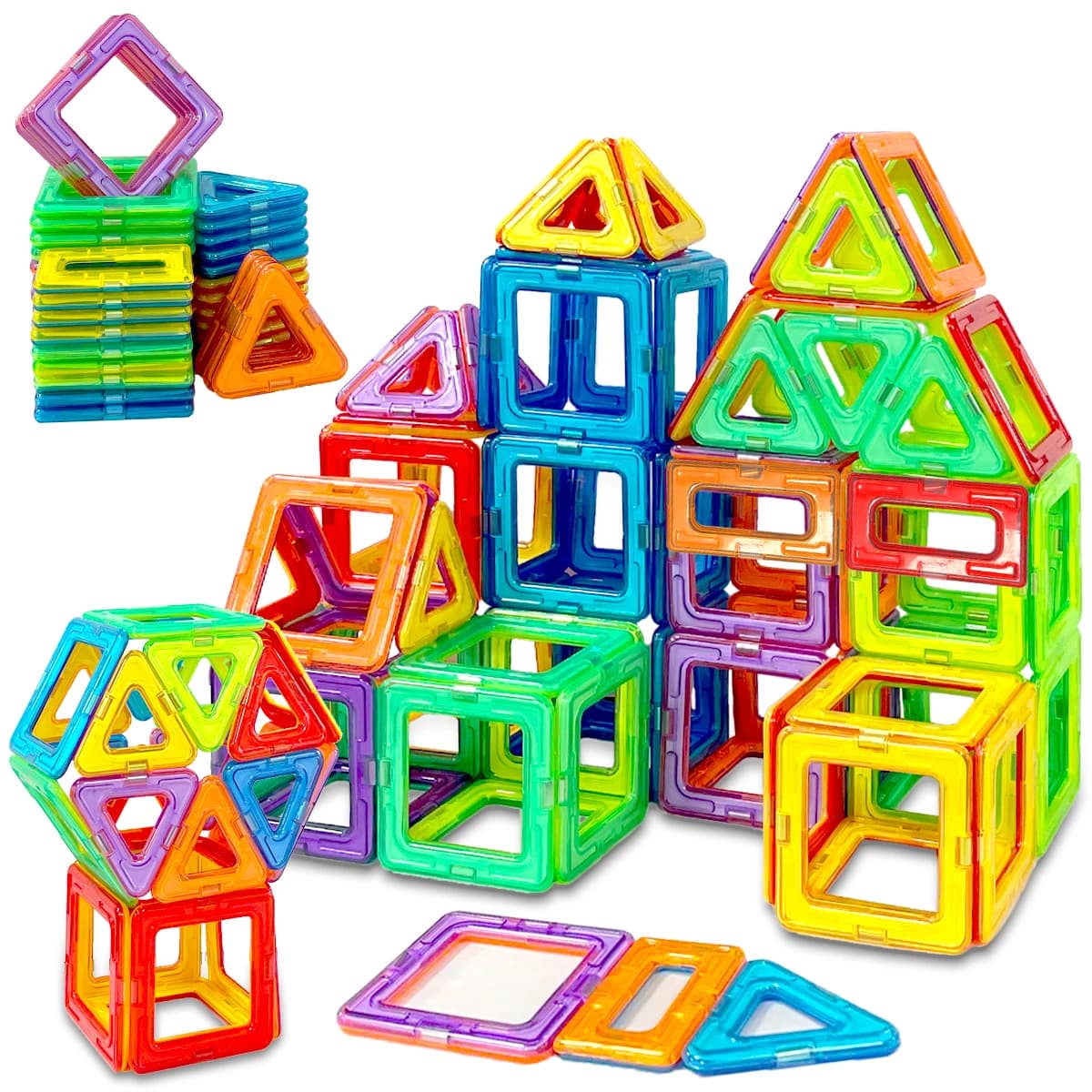 Set di blocchi magnetici di grandi dimensioni Set di costruzione 2D/3D Montessori Giocattoli educativi STEM per bambini Ragazzi Ragazze Regalo di compleanno