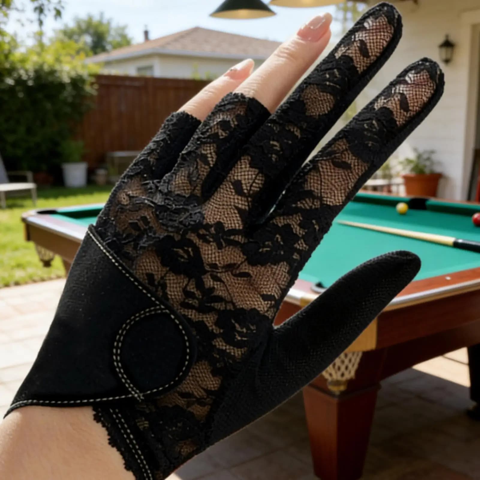 Billiards Glove for Women, Left Hand, With Laces, Snooker Equipment, Pool Glove for Training, Tournaments, Domestic Use, Competitions, Gym, Bar