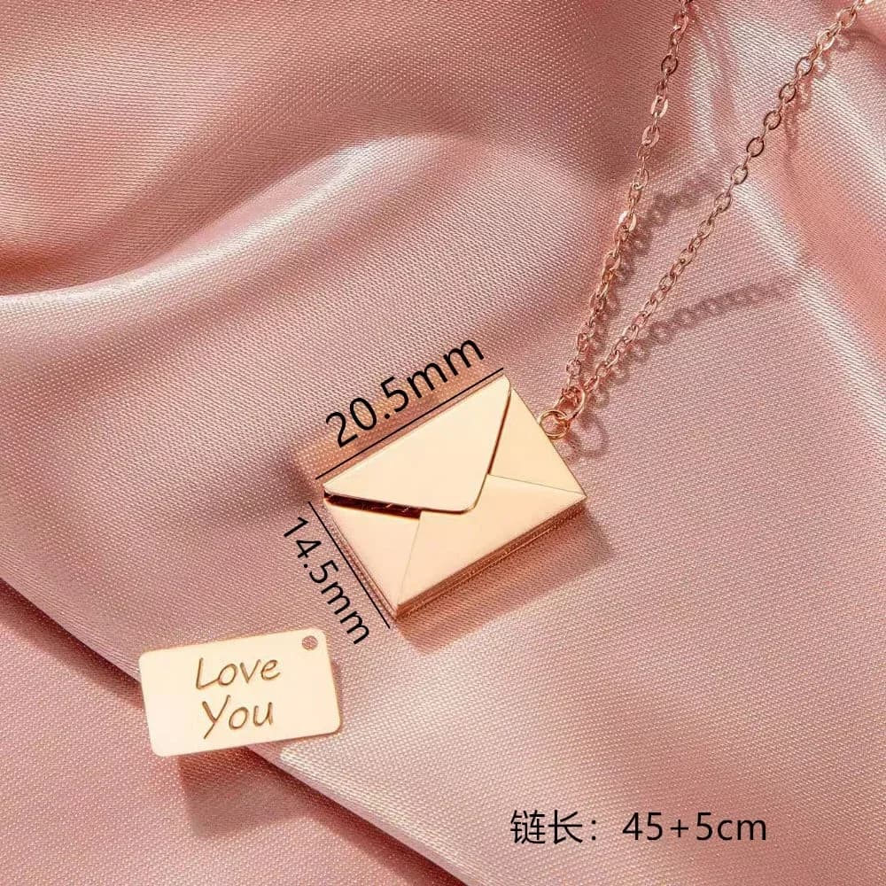 Gioielli regalo di compleanno Collana con medaglione con busta in carta semplice da donna in acciaio inossidabile Ti amo Collana con busta incisa