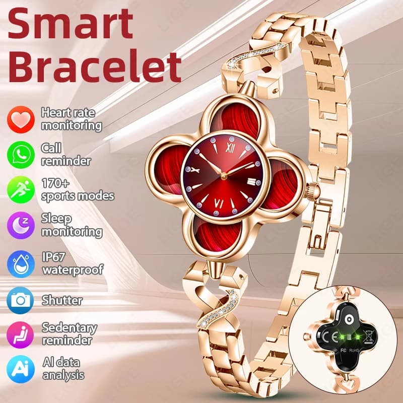 LIGE Quartz Smartwatch AI Women's Bracelet Sport Fitness Smart Band Heart Rate Blood Oxygen Sonno Tracker 5ATM Waterproof Watches