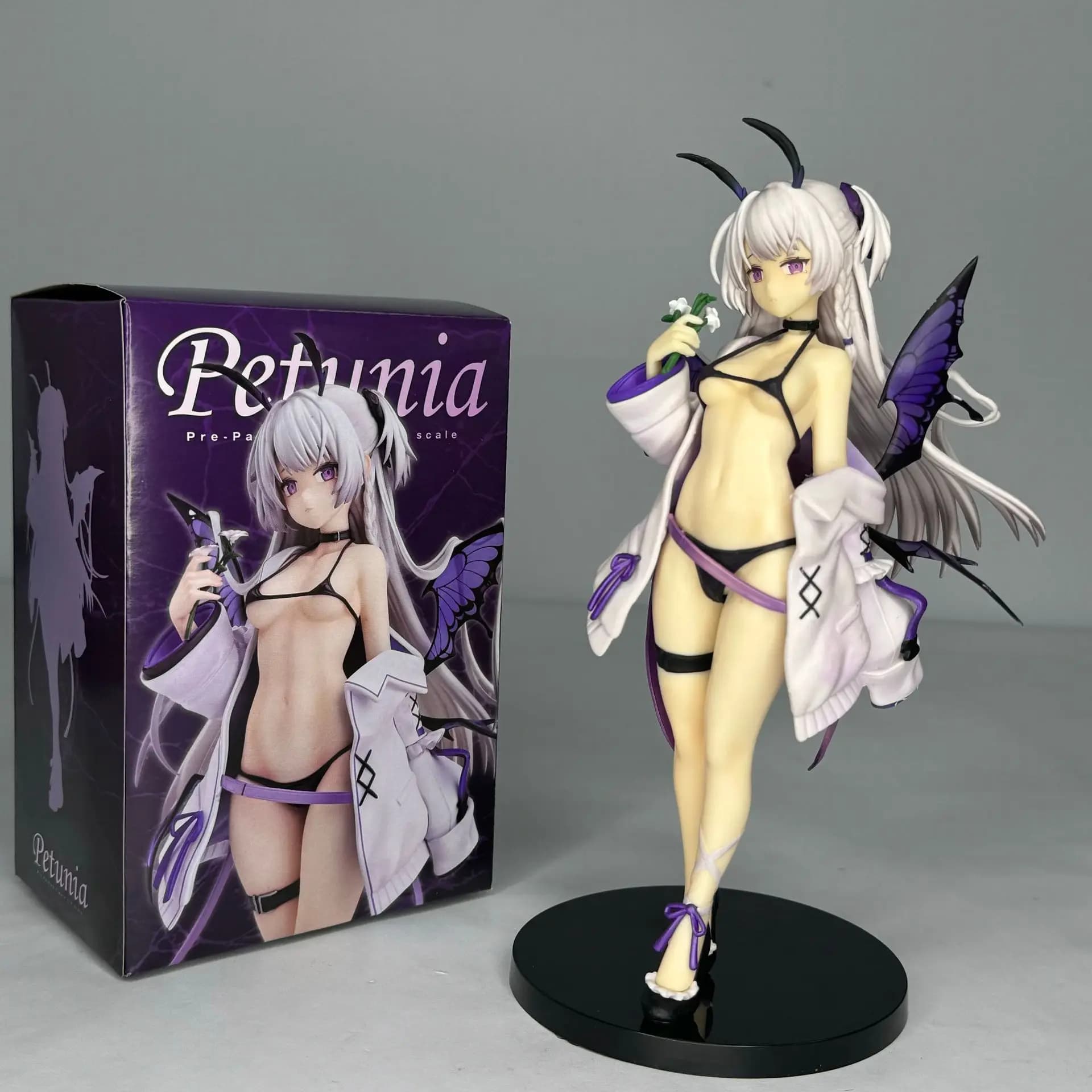 Statuetta Anime Ragazza con Farfalla Viola 23CM, Figurina Bechuania, Modellino di Bella Ragazza, Statua da Collezione, Decorazione, Regalo