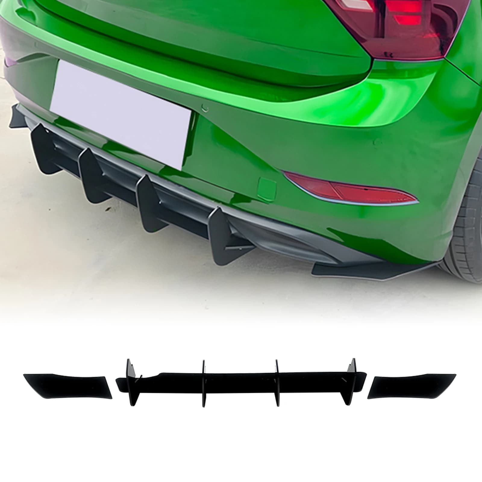 Olangdn For Volkswagen VW Polo MK6.5 2022-2024 Base Standard Version Bumper Rear Diffuser Lip Boot Coda Lower Spoiler Splitter B