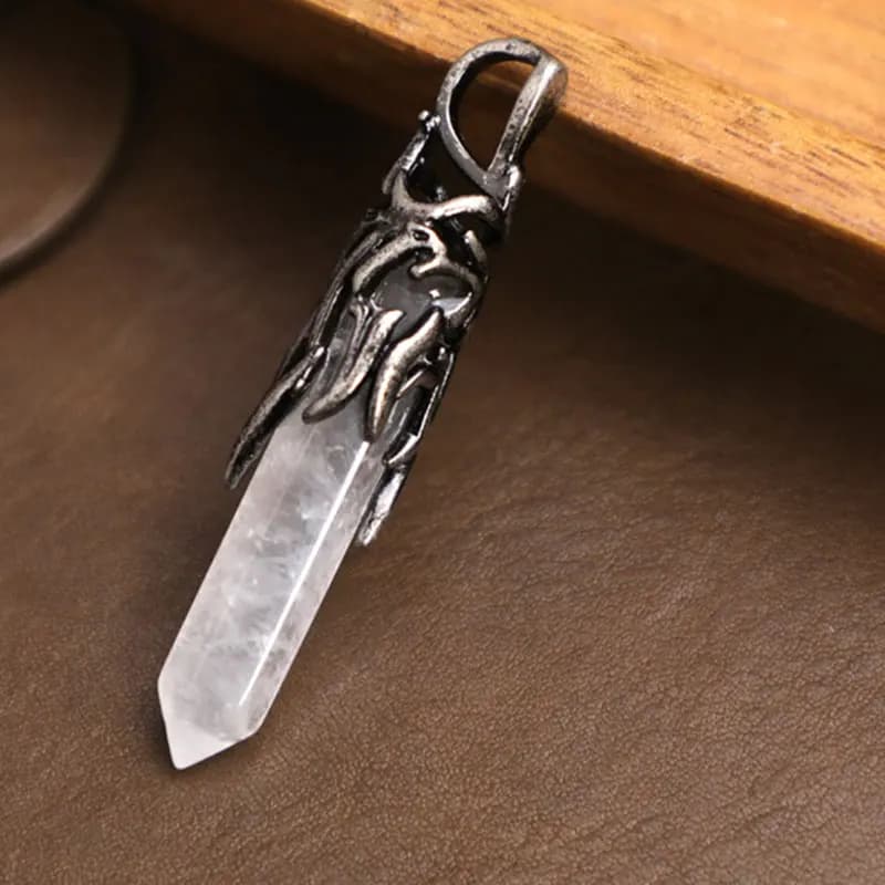 Ciondolo Vintage Esagonale in Pietra Naturale per Collana Fai-da-Te, Pendolo in Ametista, Quarzo Rosa, Labradorite, Gioielli da Uomo x382