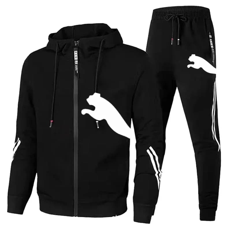 New breathable and fashionable fitness set for spring and autumn, for men, consisting of a casual jacket with zip and sports pants.